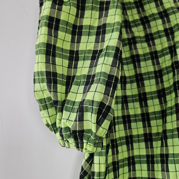 Ganni Green Seersucker Dress EU 38 - Picture 5 of 10